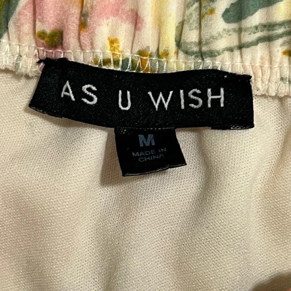 As U Wish maxi midi high low floral dress off shoulder size Medium M polyester - Picture 7 of 9